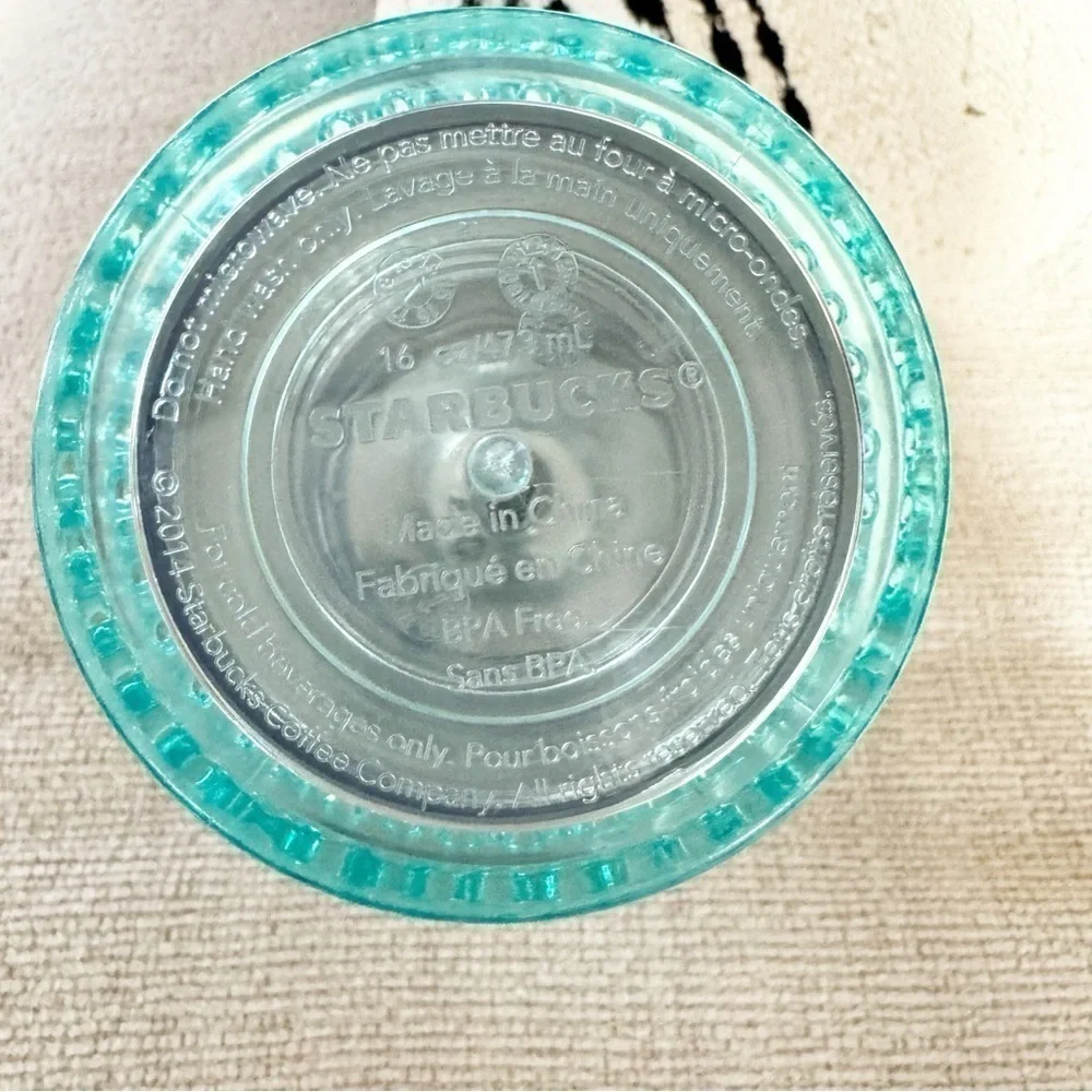 STARBUCKS Tumbler Green Circle Logo Studded Metallic Texture Dot 2014